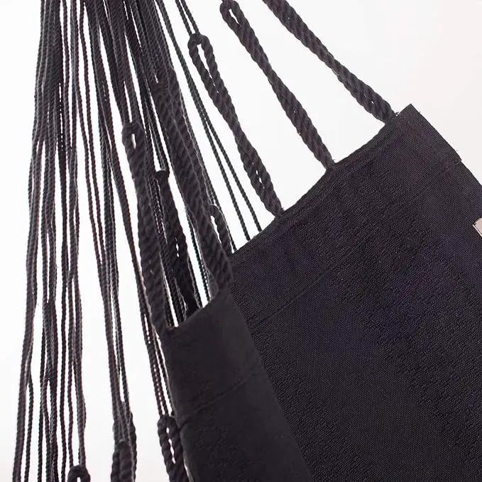 LA SIESTA® - Large Comfort Habana Cotton Hammock Chair & CasaMount - Hanging Chair w/Suspension Kit for Walls Ceilings & Square Beams - Indoor Outdoor Swing Hanging Chair Bedroom Balcony - Onyx by GreenHaven Gardens