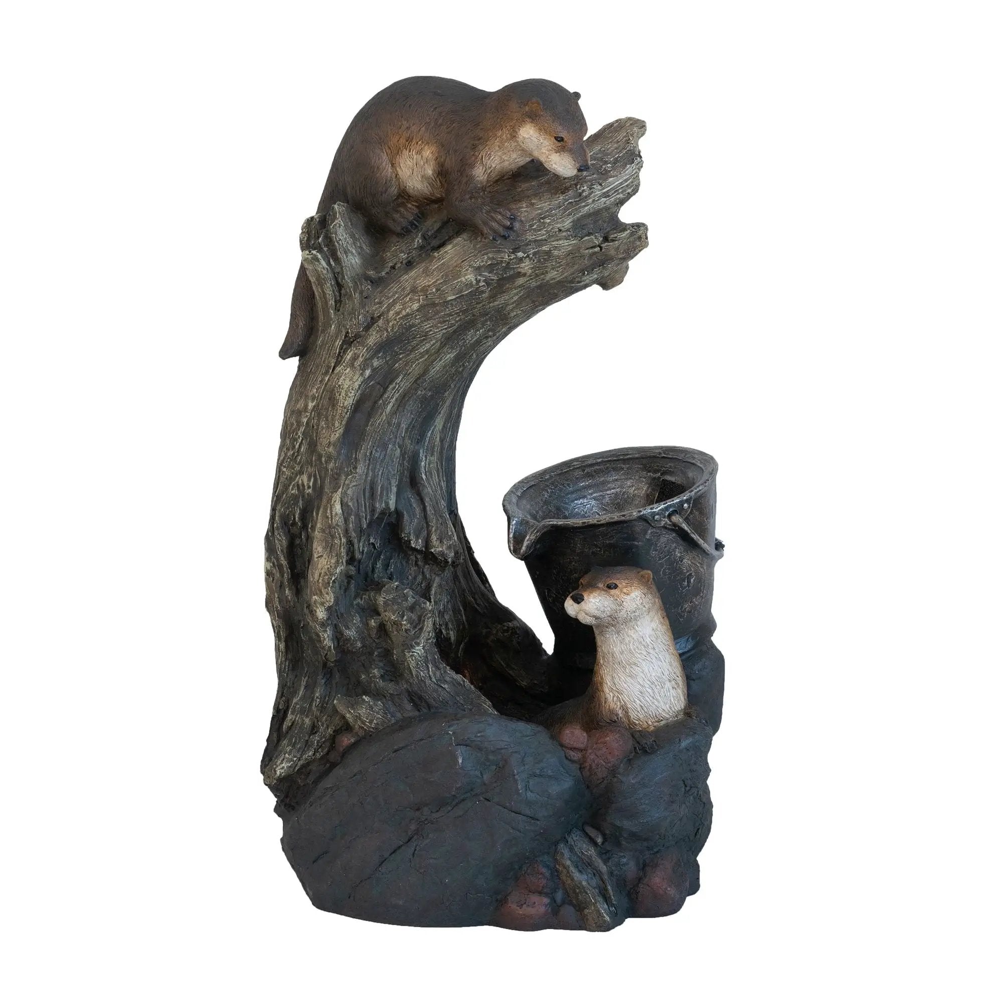 Decorative Water Foutain With Otter Design, With Light And Pump, For Indoor And Outdoor - Brown by HouseOfZazla