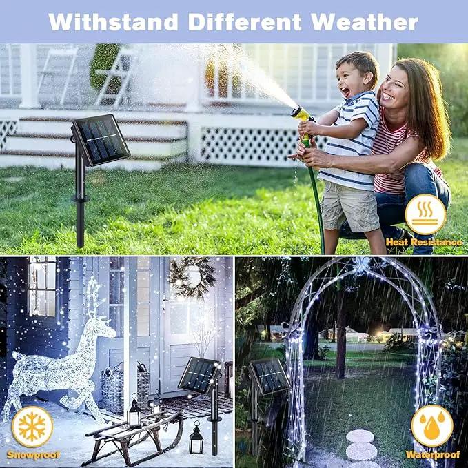 JMEXSUSS 4 Pack 100 LED Solar String Lights for Outside, 33ft White Solar Fairy Lights Outdoor Waterproof, 8 Modes Solar Christmas Lights for Garden Yard Tree Wedding Decorations by GreenHaven Gardens