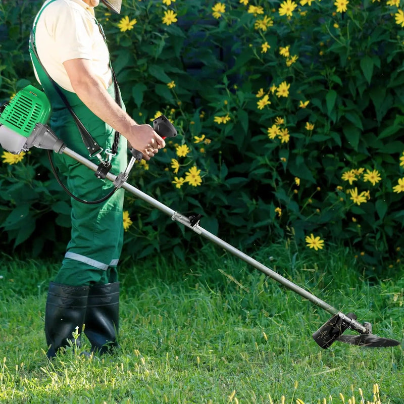 58CC Weed Wacker Brush Cutter, Gas Powered String Trimmer 4-in-1 Gas Weed Eater with 4 Detachable Heads Straight Shaft 2-Cycle for Weed, Brush(Green) by GreenHaven Gardens