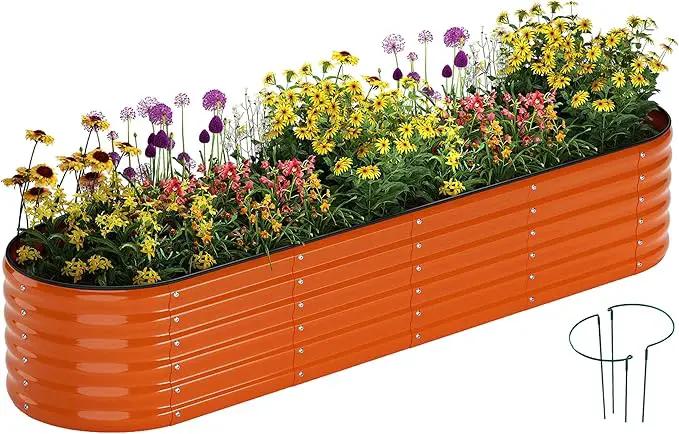Galvanized Metal Planter Raised Garden Bed Kit for Gardening Outdoor，8x2x1ft Planter Grow Garden Box Raised Flower Bed，Long Vegetable Clearance Herb Raised Garden Beds for Gardening by GreenHaven Gardens