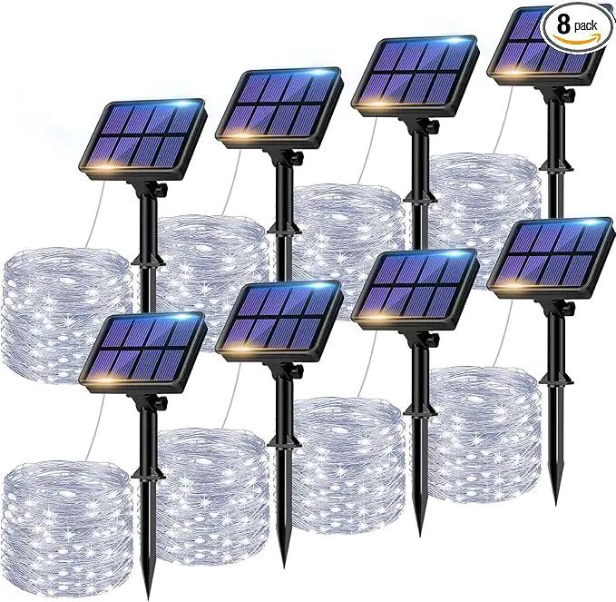 btfarm 8 Pack Solar String Lights Outdoor, Total 640LED 264FT Solar Fairy Lights Waterproof 8 Modes, Copper Wire Twinkle Lights Solar for Outside Garden Patio Tree Xmas Wedding Party Decor, Cool White by GreenHaven Gardens