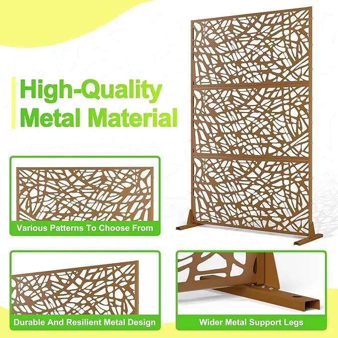 Outdoor Privacy Screen,72" H×47" W Metal Privacy Screen, Freestanding Privacy Fence Panels for Patio by GreenHaven Gardens