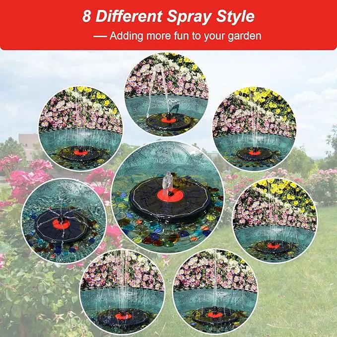 Solar Fountain with Red Flower - Attract Birds - Upgrade 3.5W Solar Bird Bath Fountains, Solar Powered Water Feature Fountain Pump with 7 Nozzles for Hummingbirds, Garden, Pool, and Pond by GreenHaven Gardens