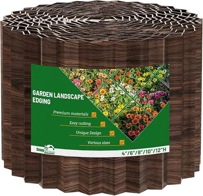 SnugNiture Corrugated Metal Garden Edging,6" x 50' Sturdy Lawn Edging Border,Landscape Edging Border for Lawn, Flower Bed,Garden and Yard(Brown) by GreenHaven Gardens