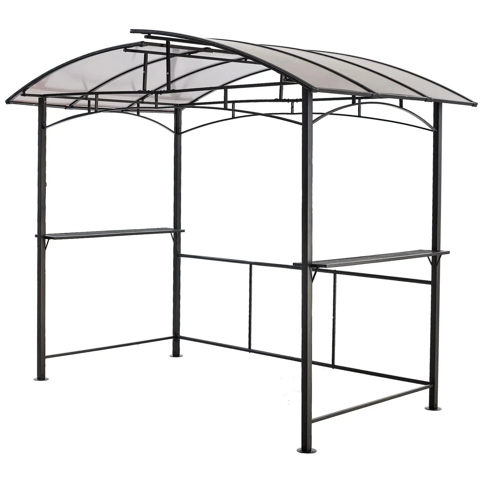 Grill Gazebo 8X5Ft, Outdoor Patio Canopy, Bbq Shelter With Steel Hardtop And Side Shelves - Black by Unique Piece Furniture