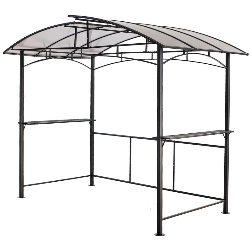 Grill Gazebo 8x5 Ft with Steel Hardtop and Side Shelves - Black, photo 4 of 4