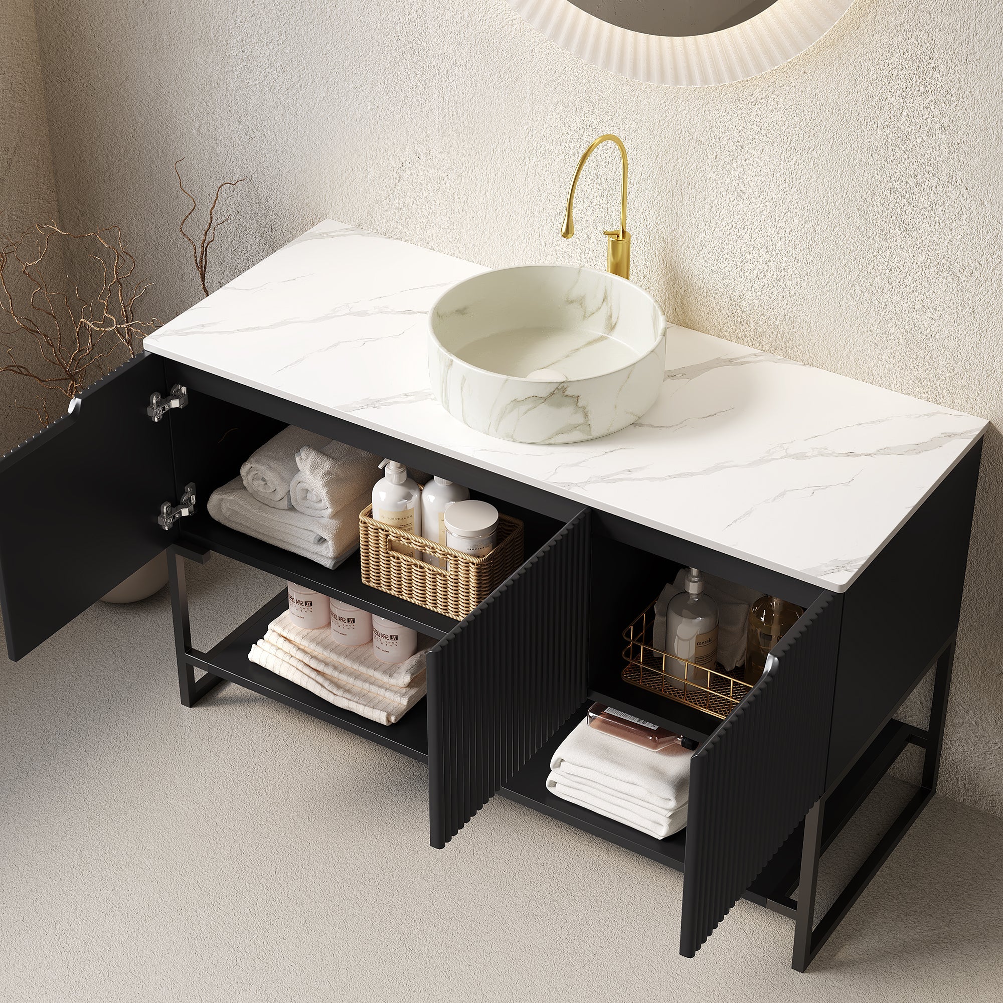 Tulio 48" Bathroom Vanity & Sink, Freestanding Storage Cabinet by HouseOfZazla