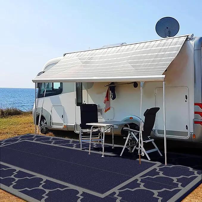 GENIMO 10 'x20 ' Outdoor Rug for Patio Clearance, Waterproof Indoor Outdoor Plastic Straw Rugs Carpet, Reversible Outside Area Rv Mat for Camping, Balcony Porch, Deck, Picnic, Beach (Blue & Grey) by GreenHaven Gardens