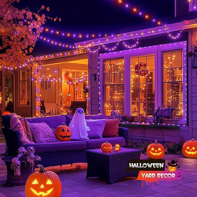 JMEXSUSS 500 LED Orange and Purple Halloween Lights, 173ft Halloween String Lights Outdoor Waterproof, 8 Modes Christmas Tree Light Plug in for Party House Indoor Decor by GreenHaven Gardens