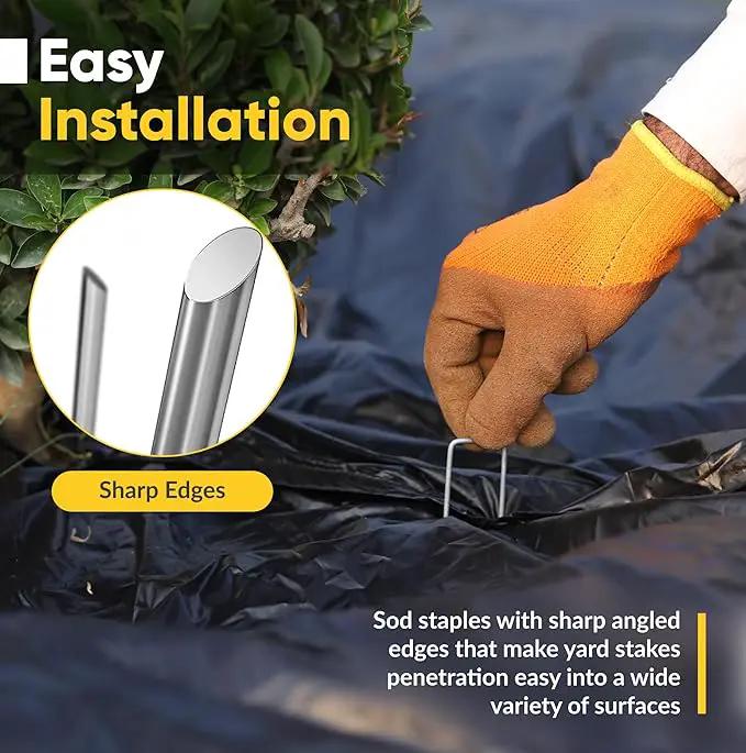 USA Made 20 Pack Landscape Staples 6 inch 11 Gauge Garden Stakes Galvanized Steel | Yard Stakes for Decorations Weed Barrier Fabric | Ground Stakes for Gardening | Fence Stakes Landscape Pins by GreenHaven Gardens