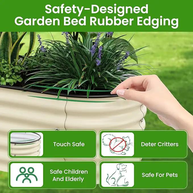 Raised Garden Bed 5x2x1.4 Ft Planter Box Outdoor with Rubber Edge Zinc-Aluminum-Magnesium Stainless Steel Durable Metal Garden Beds Kit for Vegetables, Flowers, Herbs and Succulents, Ivory by GreenHaven Gardens