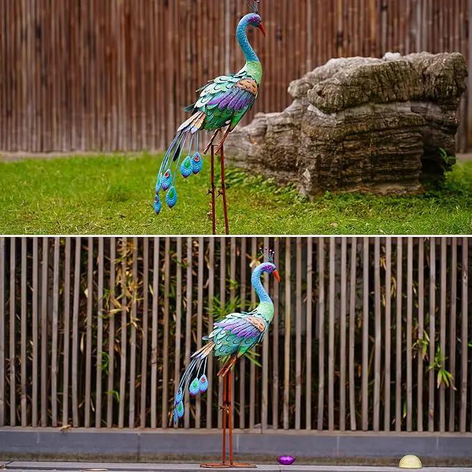 Nacome Metal Peacock Statues for Garden Decor: Outdoor Sculptures Clearance Lawn Ornaments for Patio Balcony Front Backyard - Unique Gifts for Grandma Mom by GreenHaven Gardens