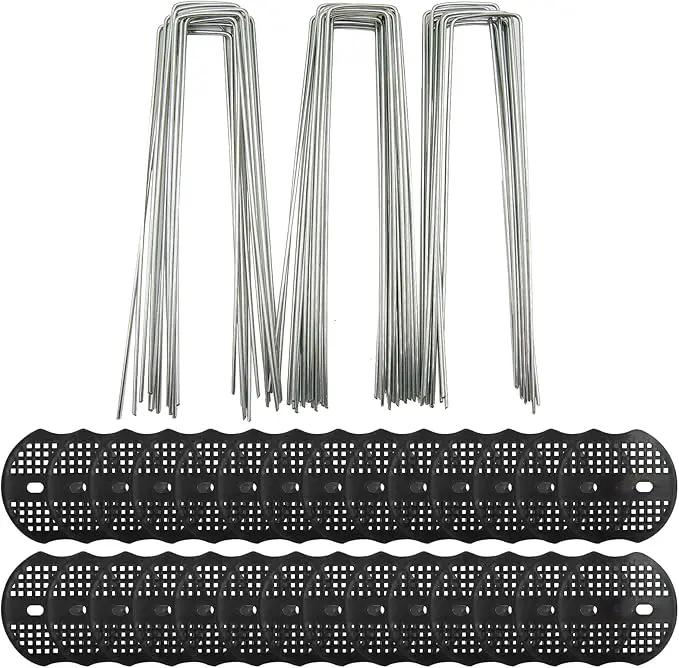 50 PCS Garden Landscape Stakes Staples and Gasket, Thick Heavy Duty Yard Ground Pin for Weed Barrier SodFabric for Weed Barrier Irrigation Tubing Garden Decor, Securing Lawn Fabric, Weed Barrier by GreenHaven Gardens