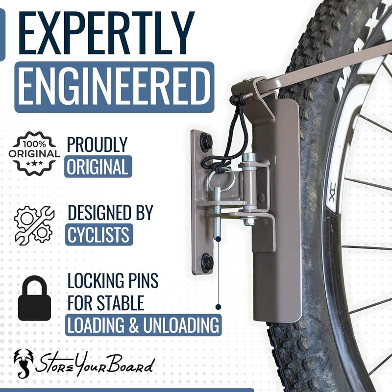 StoreYourBoard Bike Swivel Rack – Wall Mounted Garage Bike Storage, Vertical Hanger with 120° Swing Design & Stopper, Space-Saving Indoor Wall Mount – Fits Kids Bikes, BMX & More by GreenHaven Gardens