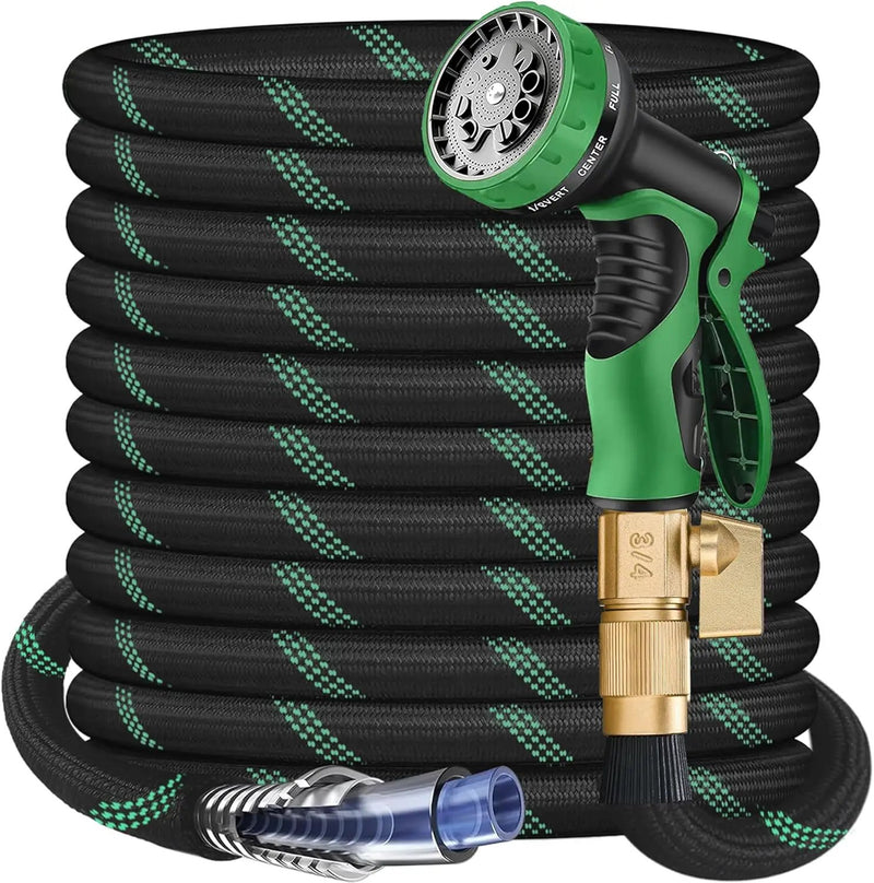 100 ft Garden Hose - 2025 New Upgraded Flexible Water Hose - Ultra Lightweight Kink-free Car Washing Pipe with 10 Function Sprayer and 3/4" Solid Brass Fittings - Durable,Leak proof Garden Hoses by GreenHaven Gardens