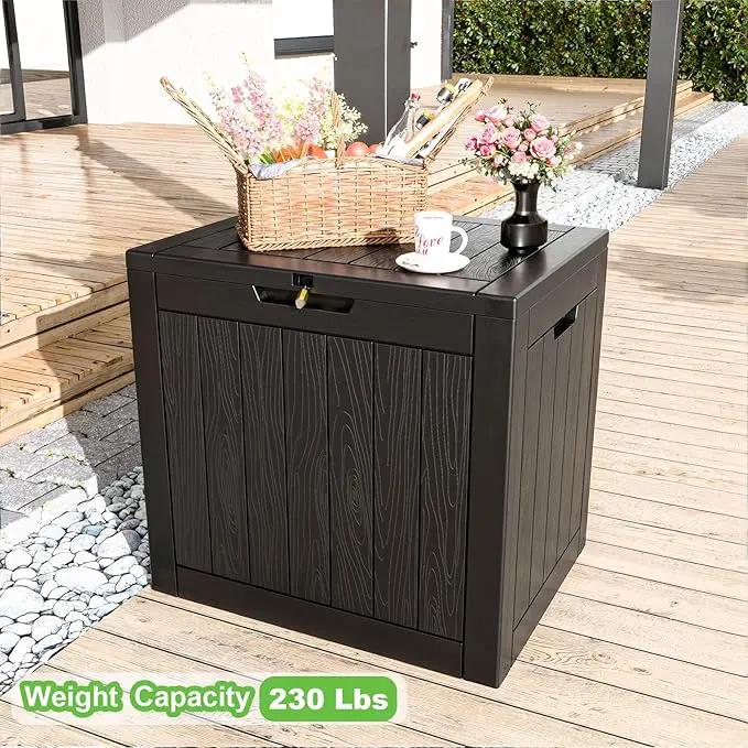 31 Gallon Waterproof Outdoor Storage Box,Resin Deck Box,Lockable Outside Storage Box Container for Patio Furniure,Garden (31 Gallon Black) by GreenHaven Gardens