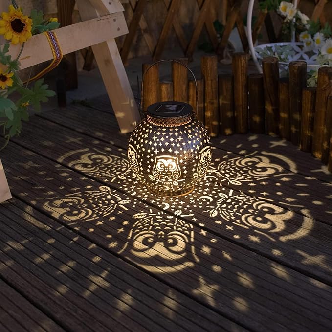 Solar Lanterns Outdoor Waterproof Garden Decorative Lights Owl Hanging Solar Lanterns for Patio, Table, Pathway, Balcony, Lawn, Yard Decor 2 Pack by GreenHaven Gardens
