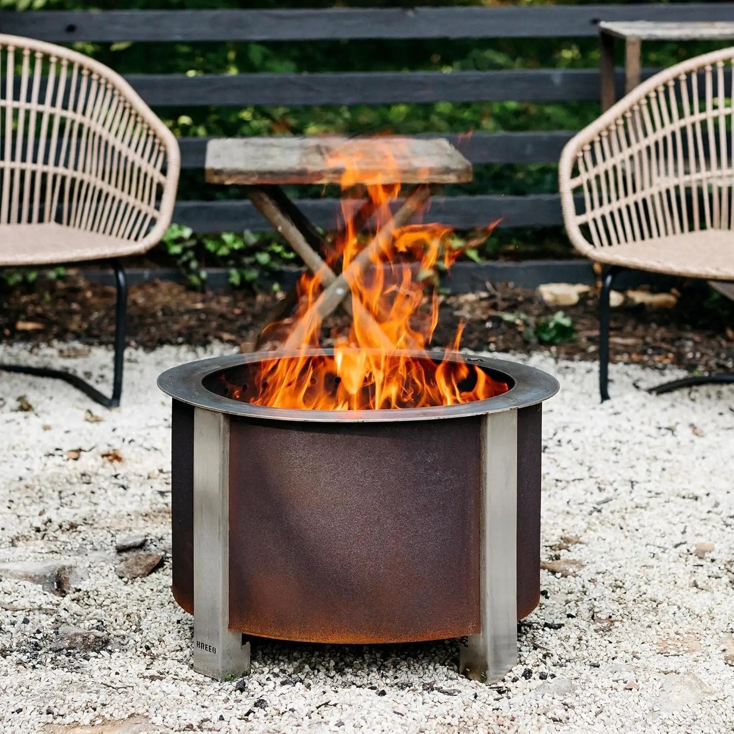 Breeo Smokeless Fire Pit (X Series 19, Corten Steel) | 22.1 inch Smokeless Fire Pit for Outside | 47 Pounds | Ideal for Families | Compatible with Wide Range of Breeo Accessories by GreenHaven Gardens