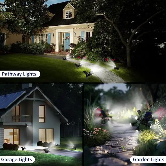 Solar Lights Outdoor Waterproof IP68, 360° Adjustable 4 Modes Solar Powered Spot Lights for Yard Garden Landscape, Bright Led Flood Lightings for Outside Wall Tree House Pathway (Cold White/2 Pack) by GreenHaven Gardens