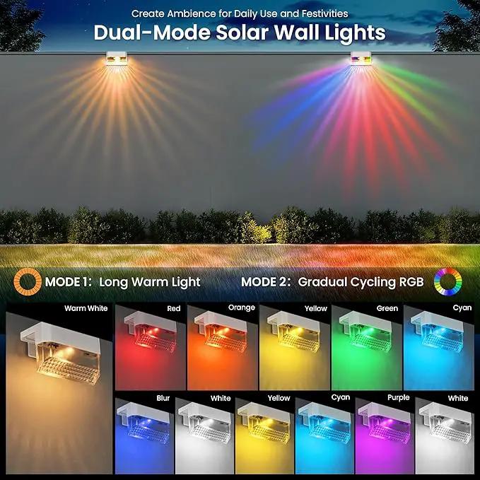 SOLPEX Solar Fence Lights Outdoor,Solar Deck Lights Waterproof Led Solar Lights for Outdoor Stairs,Step,Patio,Yard,Garden,Balcony and Porch,12 Pack Shell-Like Light Spots(White Shell,Warm White&RGB) by GreenHaven Gardens