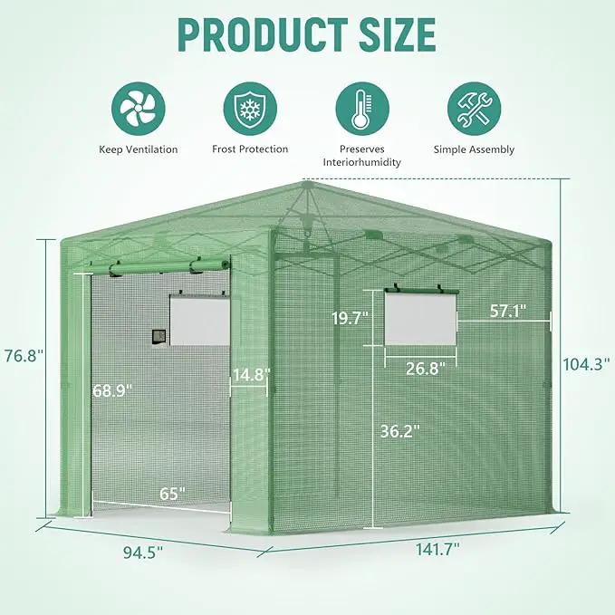 Pop Up Greenhouse 8x12FT, Pop Up Green House for Outdoors, Portable Greenhouses, Walk-in Greenhouses, Popup Greenhouse Kit, Easy Set Up by GreenHaven Gardens