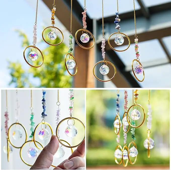 7PCS Crystal Suncatchers Rainbow Maker Healing Crystals for Window Prism Balls Indoor Outdoor Hanging Ornament Pendant Decor for Home, Garden, Wedding, Christmas by GreenHaven Gardens