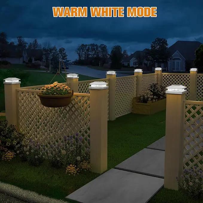 APONUO Solar Post Cap Lights for 4x4 Wood & Vinyl Posts, IP44 Waterproof Cool White LED 4x4 Post Solar Lights, Outdoor Garden Patio Yard Decor, 8 Pack (White) by GreenHaven Gardens
