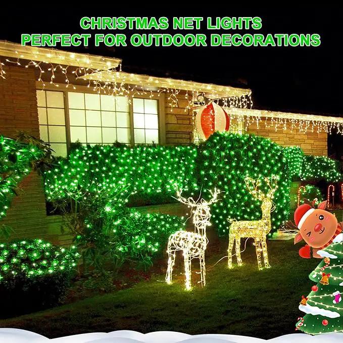 JMEXSUSS 360 LED Green Net Lights Outdoor, Connectable 12ft x 5ft Christmas Net Lights Plug in with Remote, 8 Modes Waterproof Green Christmas Lights for Bushes Christmas Halloween Decorations by GreenHaven Gardens