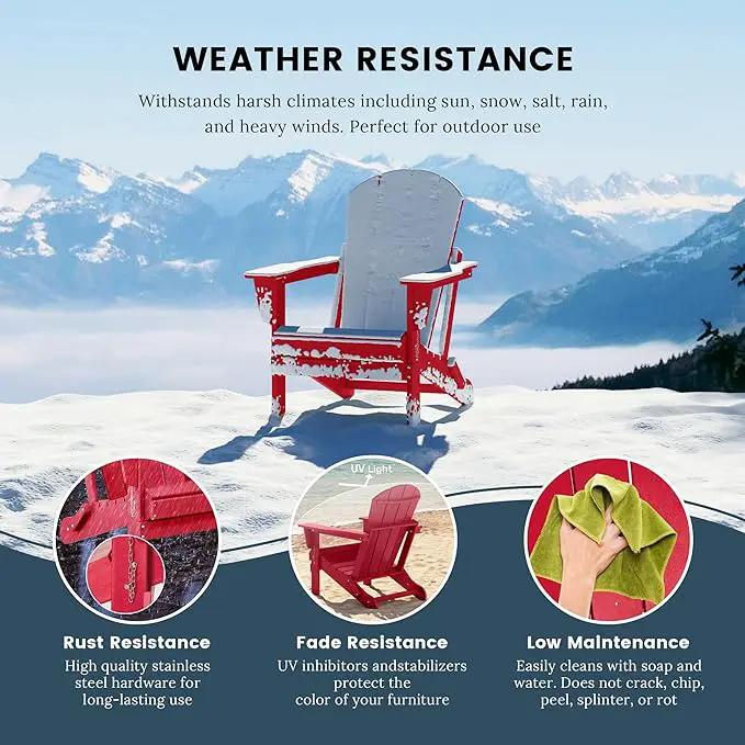 Westin Outdoors Laguna WO Home Outdoor Adirondack Folding Chair Lounger Seat Traditional Retro Home Furniture for Beach, Balcony, Backyard, Lawn, Patio, Pool, Deck, Garden (Red) by GreenHaven Gardens