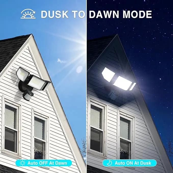 85W LED Security Lights Motion Sensor Light Outdoor, 8500LM Dusk to Dawn, IP65 Waterproof, 6500K, 3 Head Motion Detected Flood Light, Floodlight for Outside, Garage, Yard, Porch (Black) by GreenHaven Gardens