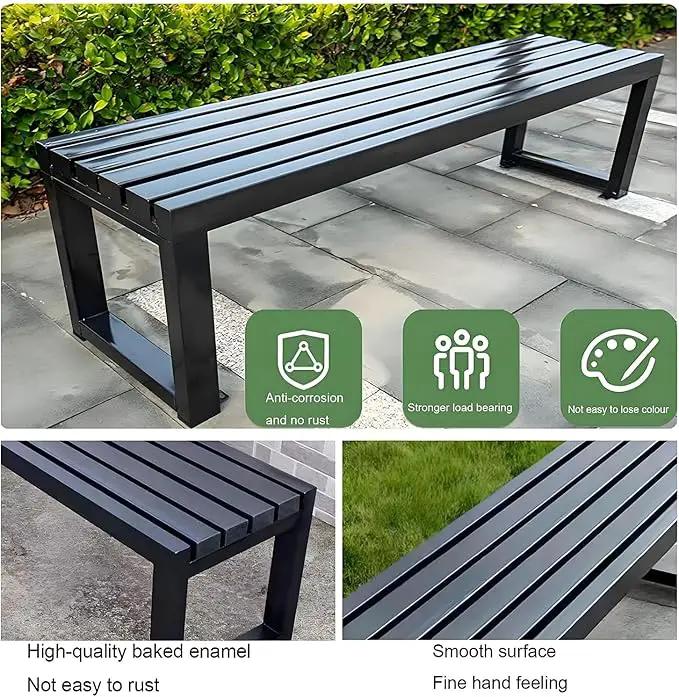 Weatherproof Metal Dining Bench, Outdoor Bench Backless Patio Bench 2-Person Farmhouse Bench Garden Bench for Kitchen, Living Room, Entryway(Green,40in) by GreenHaven Gardens
