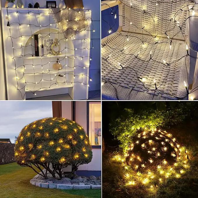 LED Christmas Net Lights for Bushes Outdoor,100 LED 5ftx5ft Waterproof 8 Modes Connectable Mesh Lights for Bushes,Garden,Yard,Trunk,Outdoor Christmas Decorations by GreenHaven Gardens