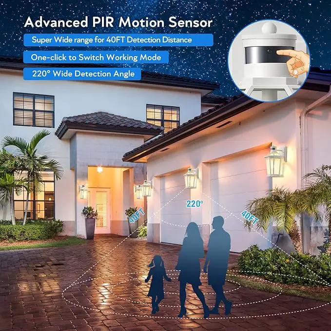 VIANIS Motion Sensor Outdoor Light Fixtures Wall Mount, 2 Pack White Dusk to Dawn Exterior Wall Lantern, Anti-Rust Wall Mount Lighting with Clear Glass Shade for House, Entryway, Front Door by GreenHaven Gardens