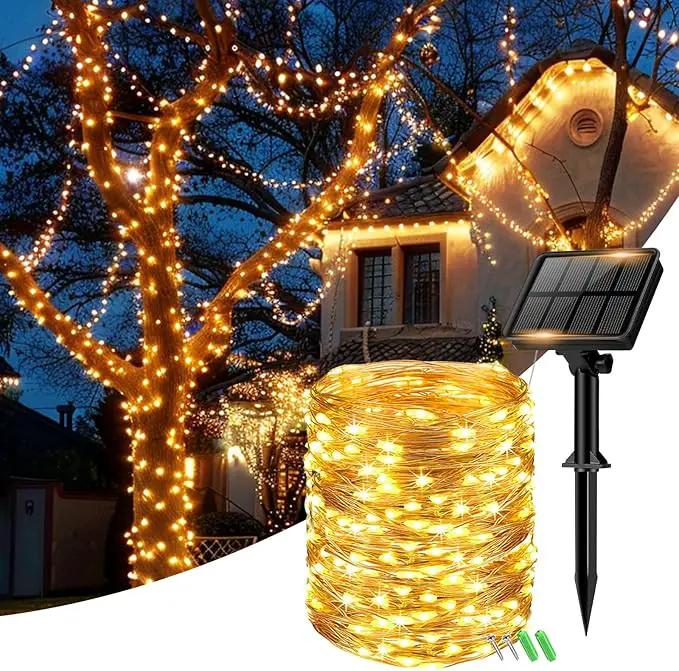 1 Pack Solar Fairy Lights for Outside Waterproof, 49FT/15M 150LED Solar String Lights Outdoor 8 Modes Solar Twinkle Lights for Garden Yard Christmas Tree Wedding Party Decor, Warm White by GreenHaven Gardens