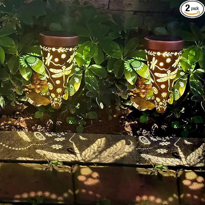 2 Pack Dragonfly Solar Pathway Lights: Outdoor, Waterproof Solar Walkway Lights for Garden, Backyard Patio, Path Yard, Lawn by GreenHaven Gardens