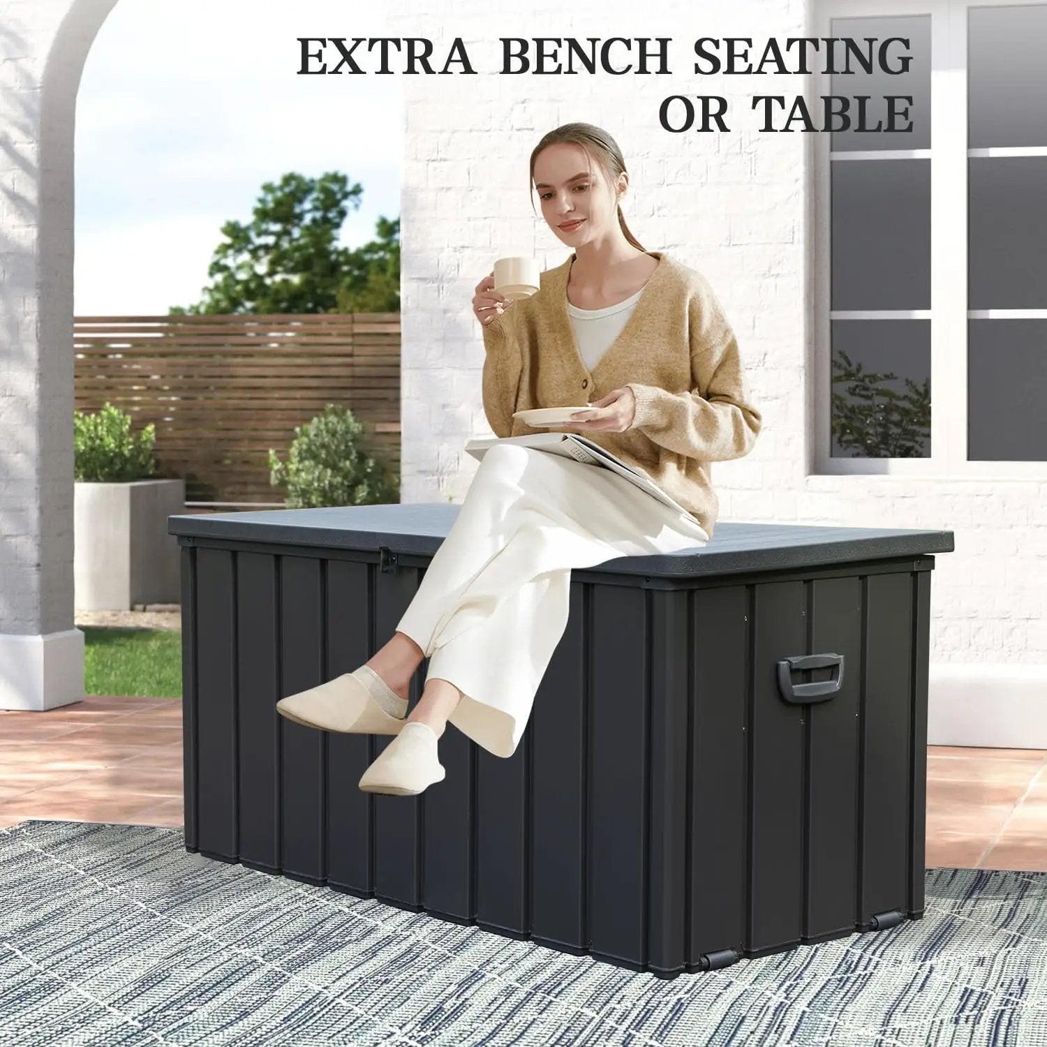 Domi 120-Gallon Outdoor Storage Box – Waterproof, Lockable Storage Cabinet with Resin Lid for Patio Furniture, Garden Tools & Pool Supplies – Large Metal Storage for Cushions, Toys & More by GreenHaven Gardens