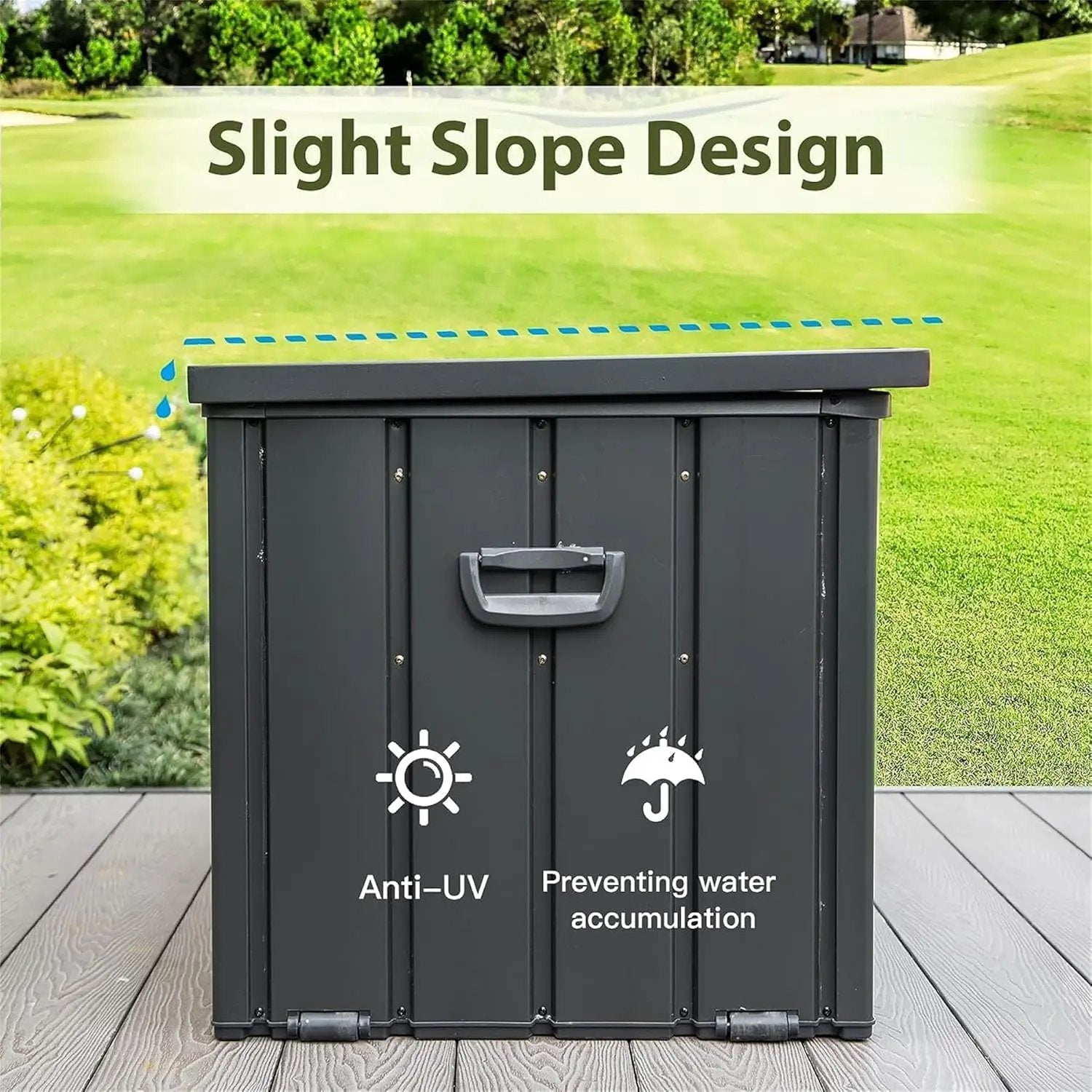 KUIKUI 150 Gallon Deck Box Waterproof, 150 Gallon Outdoor Storage Box, Metal Deck Box Waterproof for Pool Patio Cushions and Sports Pools Equipment, Dark Gray by GreenHaven Gardens