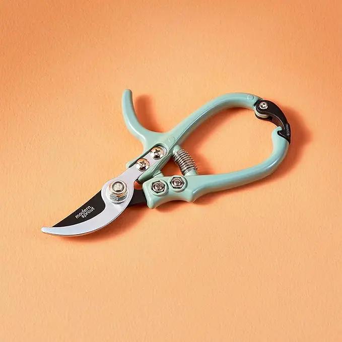 Modern Sprout Hand Pruners - Lightweight Pruning Shears W/Easy Lock- Gardening Scissors - Bypass Sharp Carbon Steel Blade - Rust Resistant - Garden Tools - Reusable Holster - Green by GreenHaven Gardens