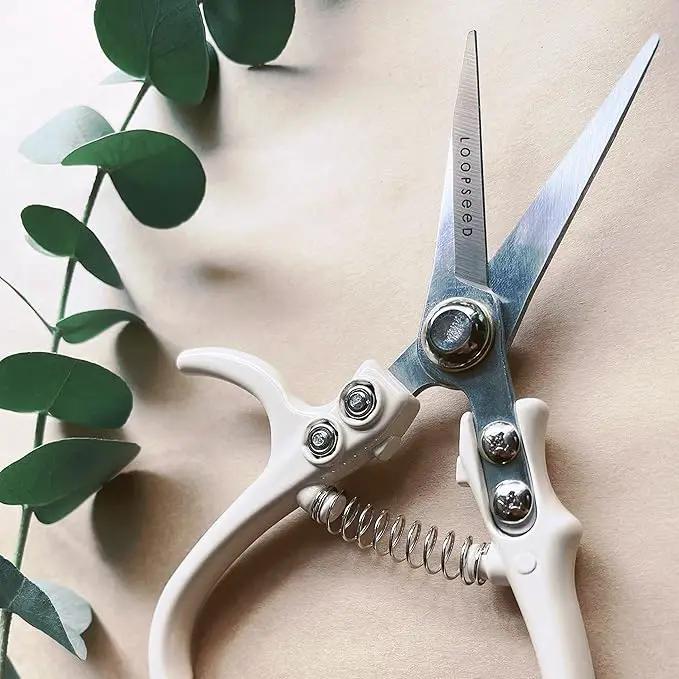 Plant Pruning Shears with Vegan Leather Sheath Garden Trimming Scissors with Belt Holster Bonsai Trimmers Herb Snips Flower Clippers Modern Tools 2 Piece Bundle (Cream Pruner Beige Sheath) by GreenHaven Gardens
