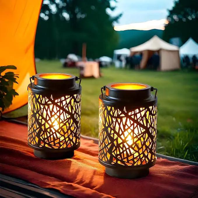 JHY DESIGN Set of 2 LED Battery Operated Table Lamp 8“H Cordless Lamp Light with 6-Hours Timer Metal Black Battery Lamp for Patio Garden Indoor Outdoor Party Events(Hollow Branch) by GreenHaven Gardens