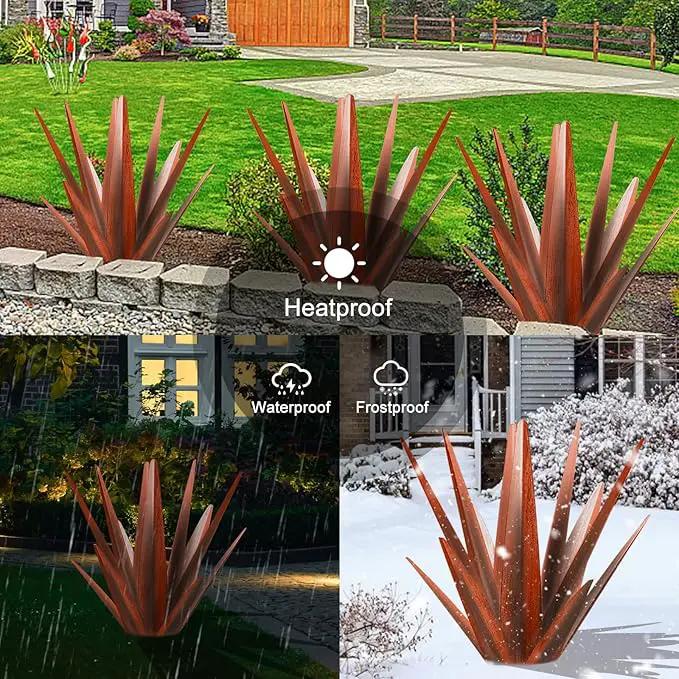 Enlarge Metal Plants Tequila Rustic Sculpture, Outdoor Patio Yard Home Decor Hand Painted Agave Garden Statue, Outdoor Lawn Ornaments Yard Stakes for Mom Gift (1 Big coppery) by GreenHaven Gardens