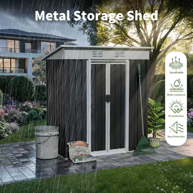 5x3 FT Metal Garden Shed with Sliding Door by HouseOfZazla