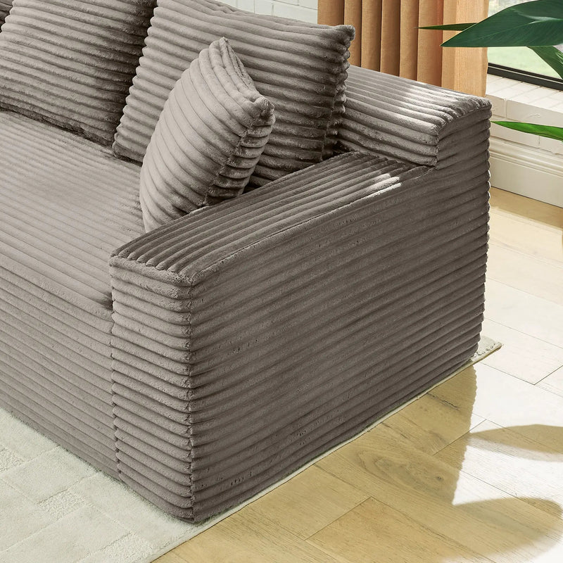 115" Comfy U-Shaped Sectional Modern Boneless Corduroy Couch by HouseOfZazla