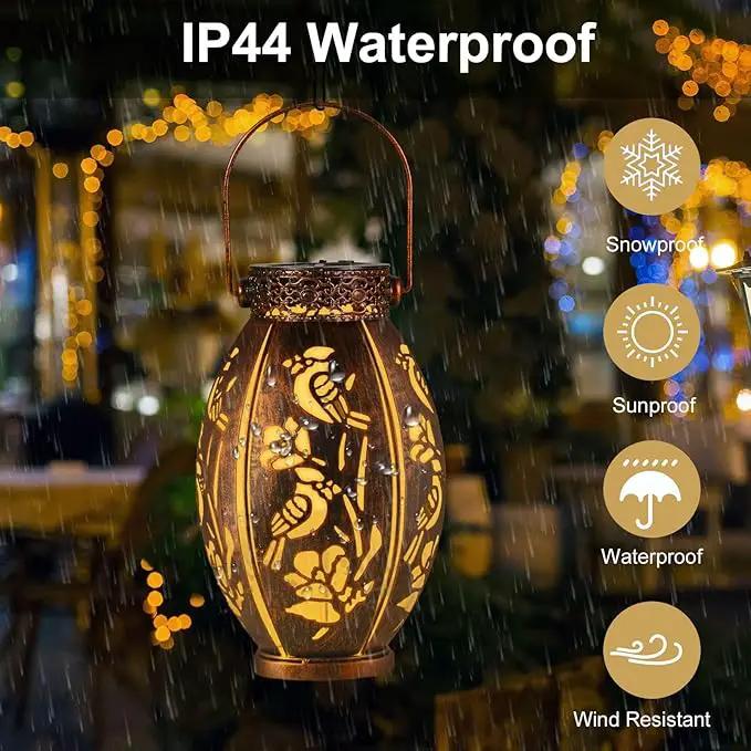 pearlstar 2 Pack Solar Lantern Hanging Light Outdoor Waterproof Decorative Metal Solar Lamp for Table Garden Yard Patio Balcony Pathway,Copper,Perfect Gift for Women/Mom/Men,Cardinal-2 by GreenHaven Gardens