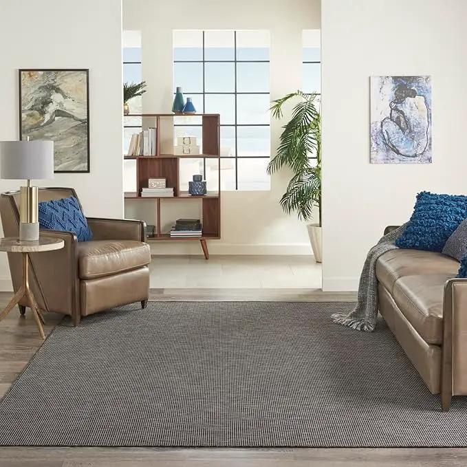 Nourison Positano Indoor-Outdoor Charcoal 9' x 12' Area Rug, Easy Cleaning, Non Shedding, Bed Room, Living Room, Dining Room, Backyard, Deck, Patio (9x12) by GreenHaven Gardens