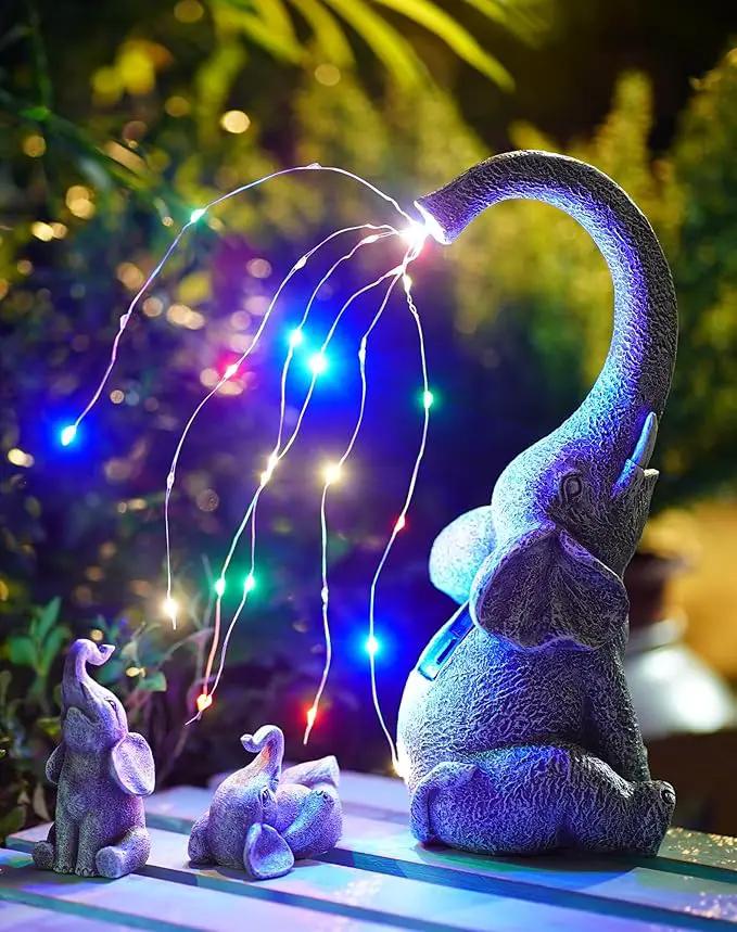 Goodeco Garden Elephant Statue Outdoor - Solar Watering Lights, Perfect for Yard, Patio, and Pathway Decor - Ideal Gardening Gifts by GreenHaven Gardens