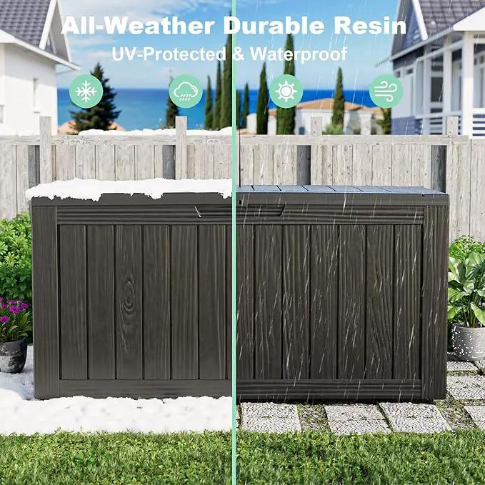 75 Gallon Resin Deck Box, Lockable Outdoor Storage Box for Patio Cushions Storage Furniture,Garden Tools, Pool Supplies, Weatherproof and UV Resistant（Black） by GreenHaven Gardens