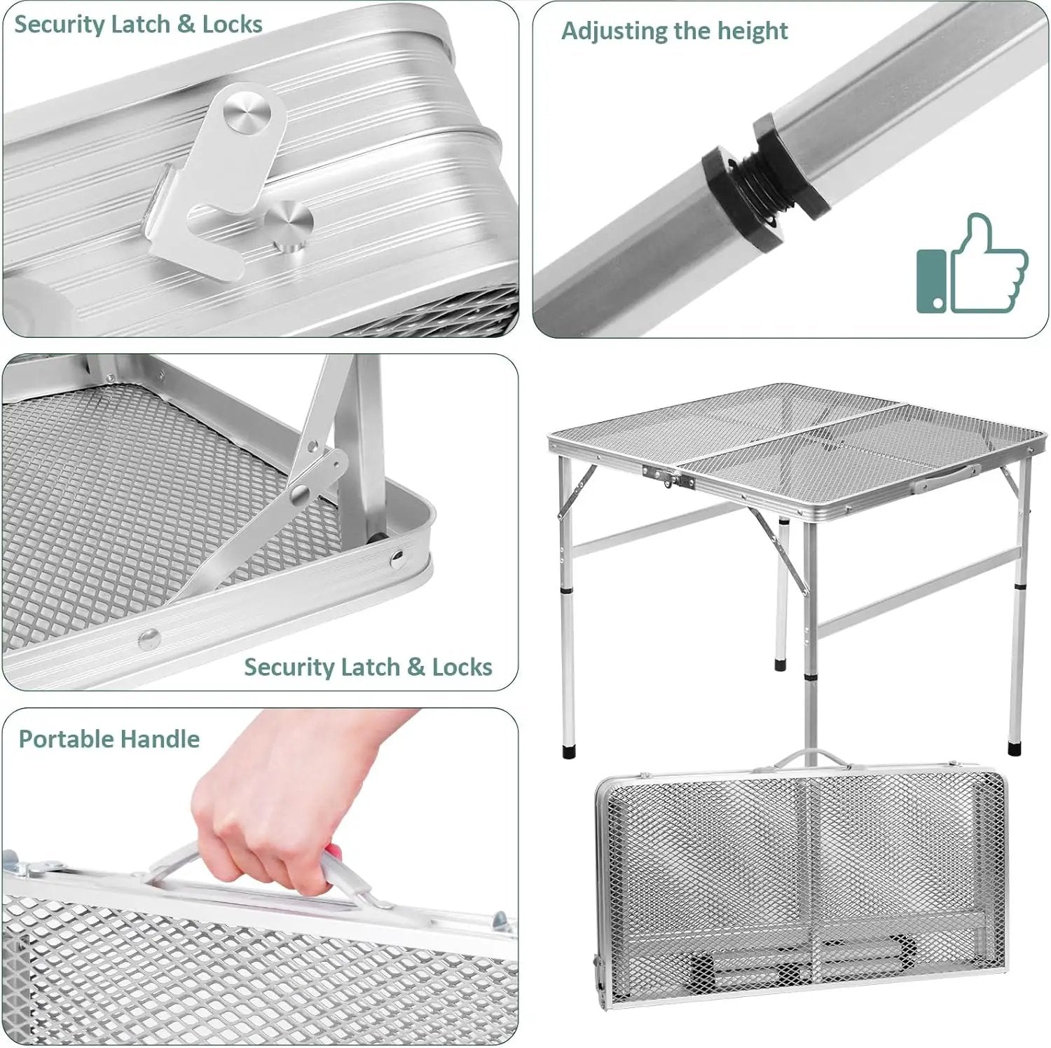 Square Folding Table, Easy for Storage, Compact and Portable Picnic Table for Grill, Outdoor Camping, Garden, Patio, Dining, BBQ, Party, Market and Card Table, 27.2 L × 27.2W inches by GreenHaven Gardens