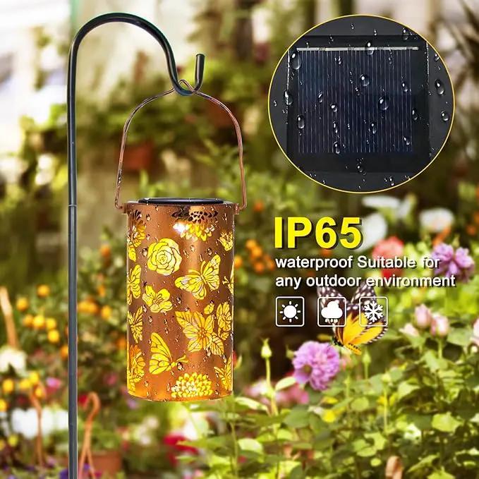 4 Pack Butterfly Solar Lanterns Outdoor Hanging Lantern Lights, Flower Pattern Waterproof LED Garden Decorative Light for Patio Yard Pathway Lawn Front Porch Tree by GreenHaven Gardens